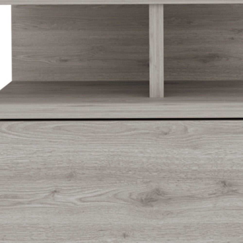 Grey floating bedside table