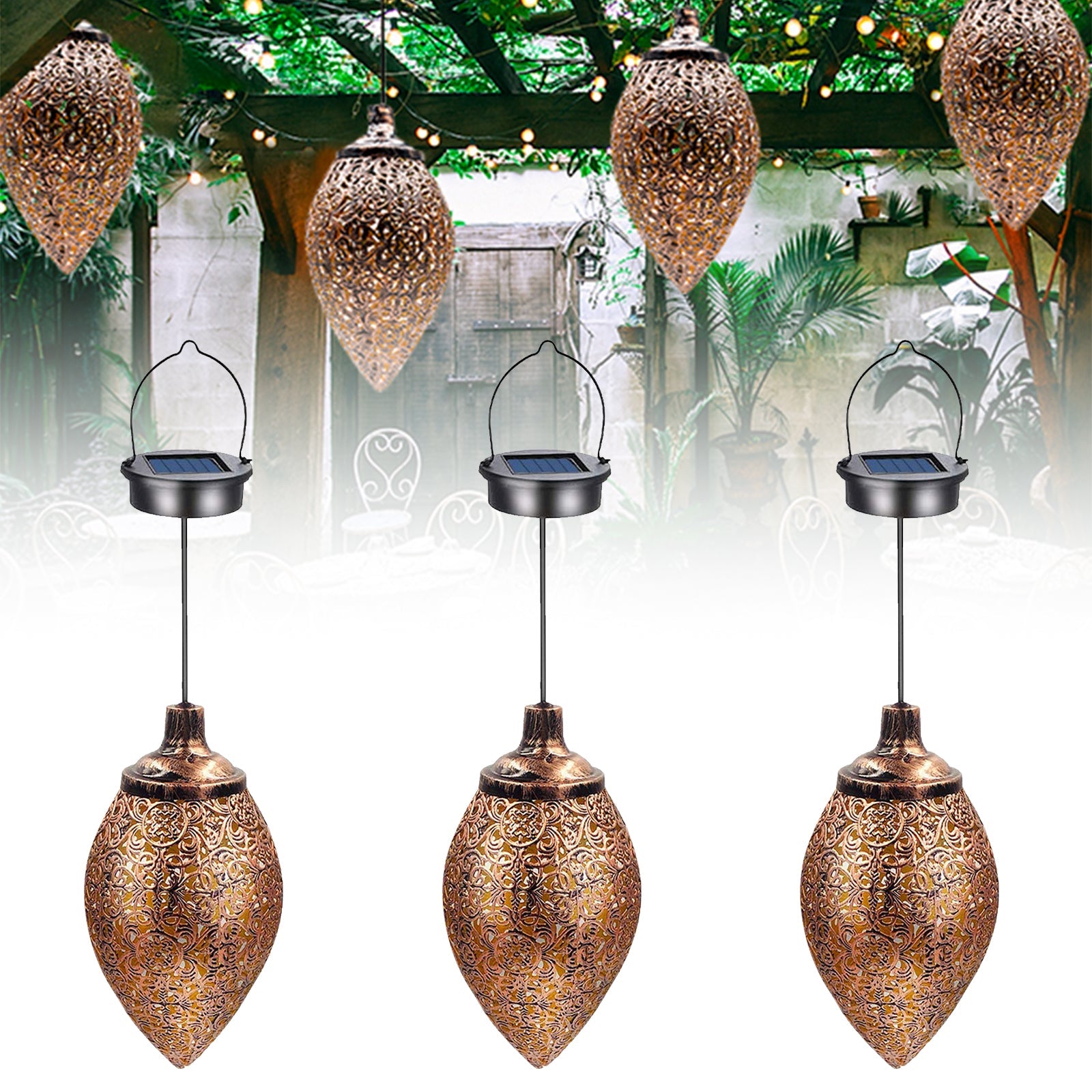 solar charged lights golden