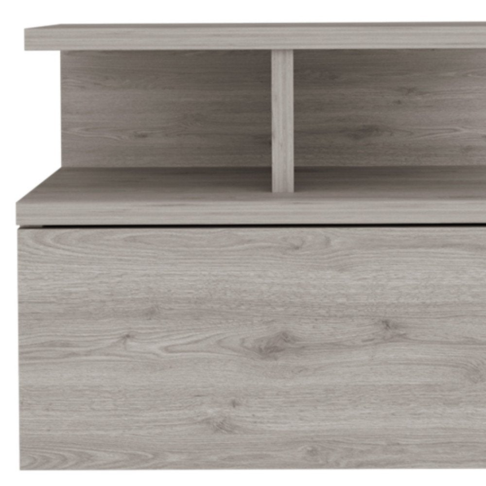 Grey floating bedside table