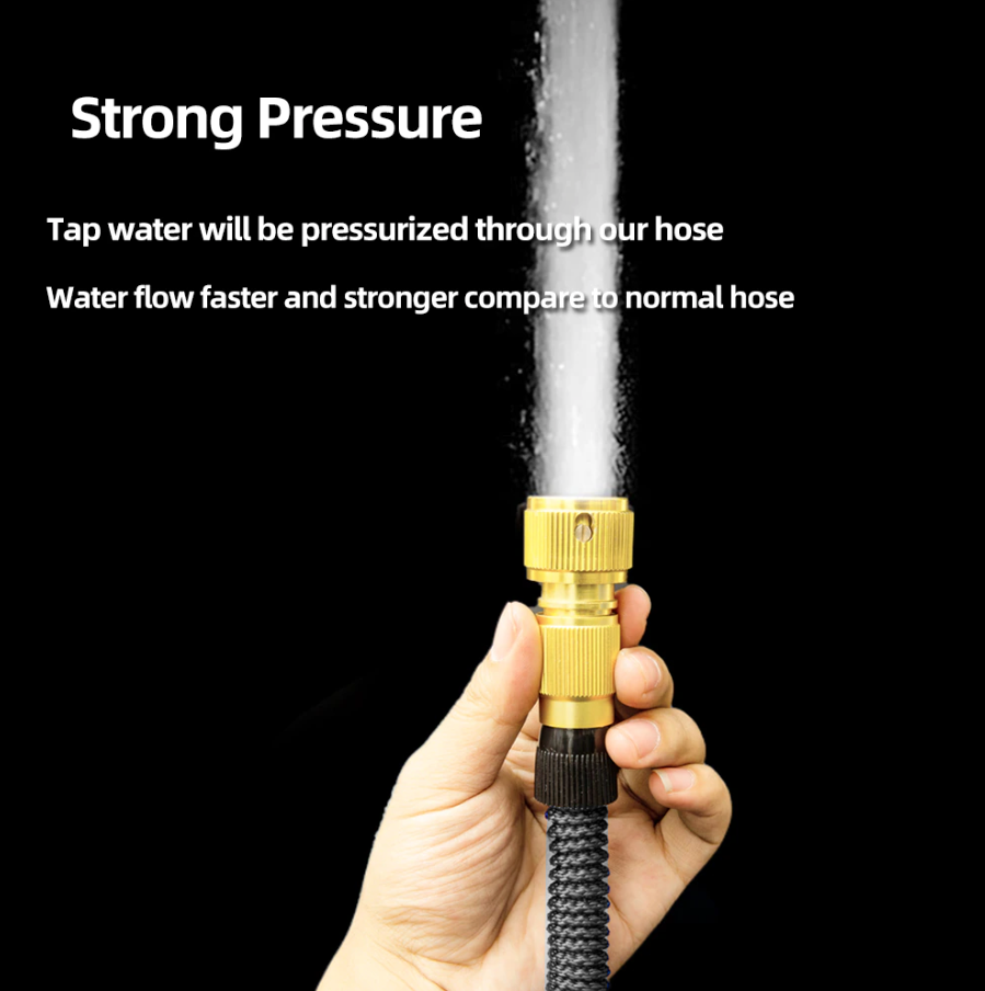 Water strong pressure tap water will be pressurized through our hose Water flow faster and stronger compare to normal hose