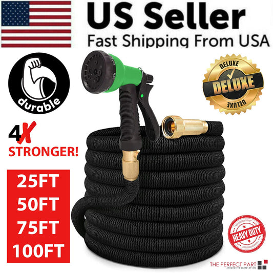 Flexible garden hose Us seller fast shipping from usa with the usa flag 25ft 50ft 75ft 100ft Heavy duty 4x stronger durable deluxe