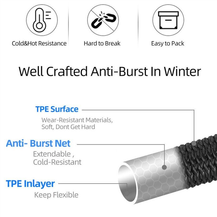 Well crafted anti-burst in winter Cold and hot resistance hard to break easy to pack garden hose