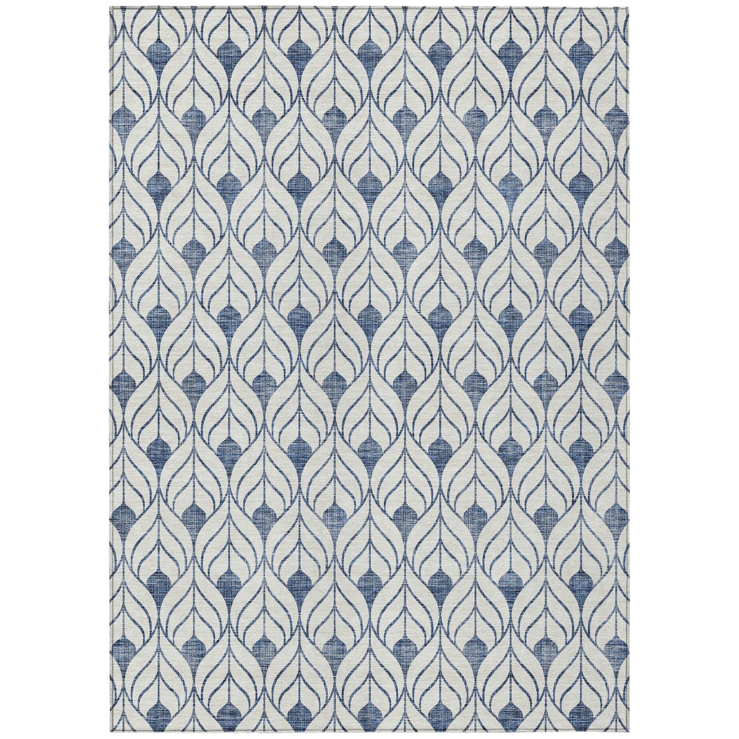 Blue and white pattern rectangle rug