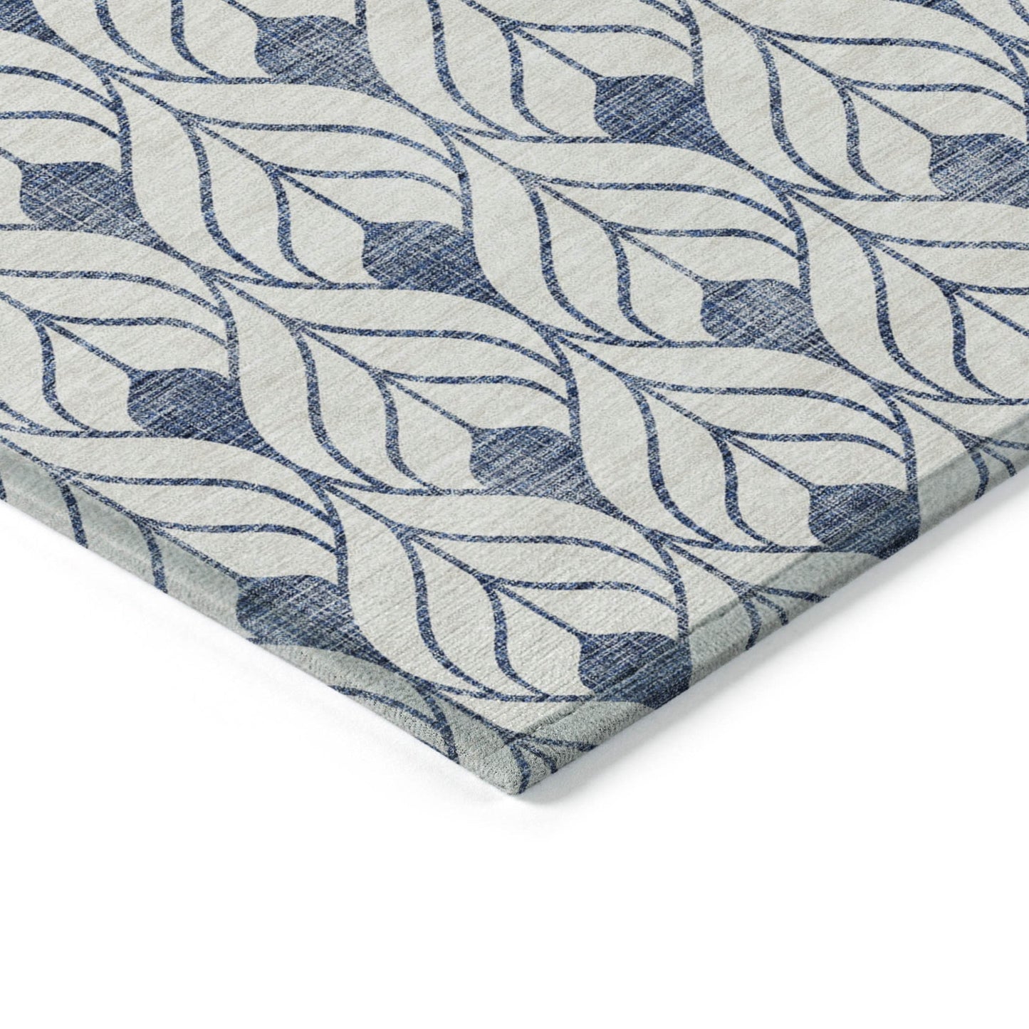 Blue and white pattern rectangle rug