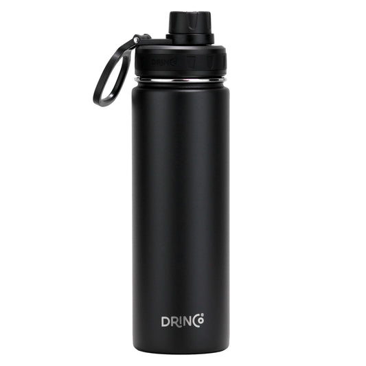 Black water bottle named Drinco